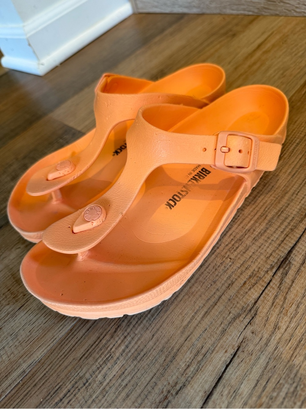 Birkenstock EVA Gizeh Thong Sandals - Peach Orange Size 39